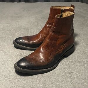 Geox respira patent ankle boots size 12 brown and black